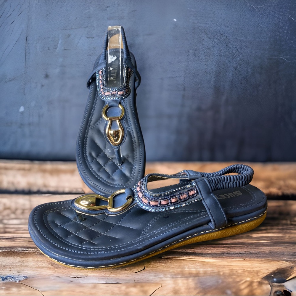 SIKETU navy sandals rubber soles 7.5